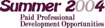Summer 2004 Professional Development